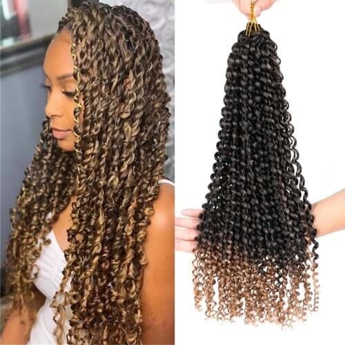 DAIRESS 18" Passion Twist Hair Ombre Color Water Wave Crochet Braids Synthetic Hair Extensions Passion Twist Crochet Hair