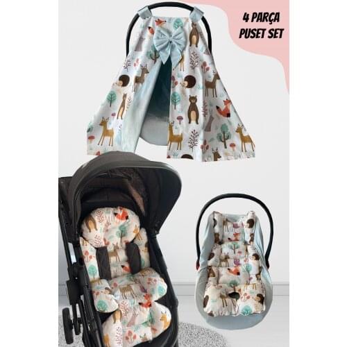 Jaju Baby Handmade, Forest Patterned 4-Piece Stroller Set (With Handle)