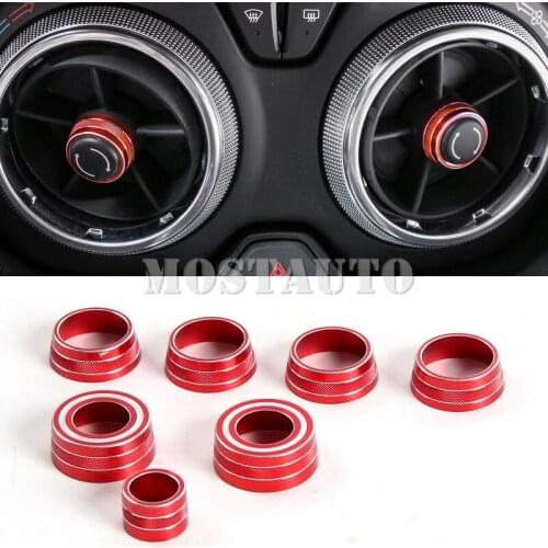 For Chevrolet Camaro 2017-2019 Red Aluminum Alloy Air Conditioning knobs Button Cover 7pcs Car Accessories Interior Car Decor