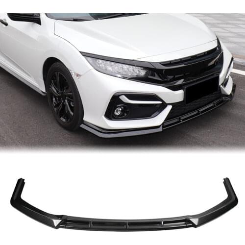 Black Carbon Look Front Bumper Lip Side Splitter Spoiler Body Kit Guard For Honda Civic Hatchback & Si 2016-2021 Car Styling