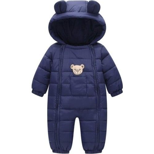 Newborn Overalls Baby Clothes Winter Plus Velvet Infant Boys Girls Warm Thick Jumpsuit Hooded Outfits Snowsuit Coat Kids Romper