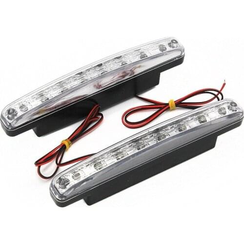 2PCS 8LED Daytime Running Lights Auto Assembly Styling Super Bright White External 12V DRL Running Light