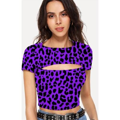 Somepet Leopard T-shirt Women Purple Shirt Print Harajuku T-shirts 3d Hip Hop Tshirt Printed Short Sleeve Summer New Style Tops