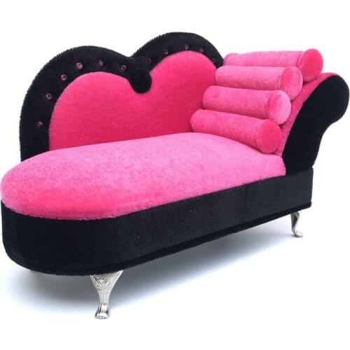 G05-X5146 children baby gift Toy 1:6 Dollhouse mini Furniture Miniature rement pink black Flannel sofa Dressing box 1pcs