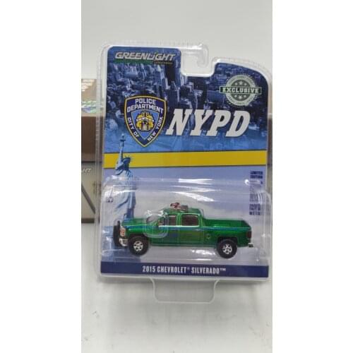 GreenLight 1:64 2015 Chevrolet Silverado NYPD Green version Alloy toy cars Metal Diecast Model Vehicles For Children Boys gift