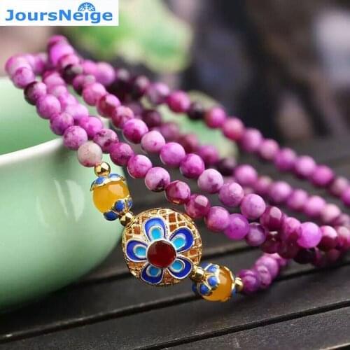 JoursNeige Purple Dragon Crystal With Baked Blue Flower Bracelets for Girl Women Crystal Bracelet Multilayer Jewelry