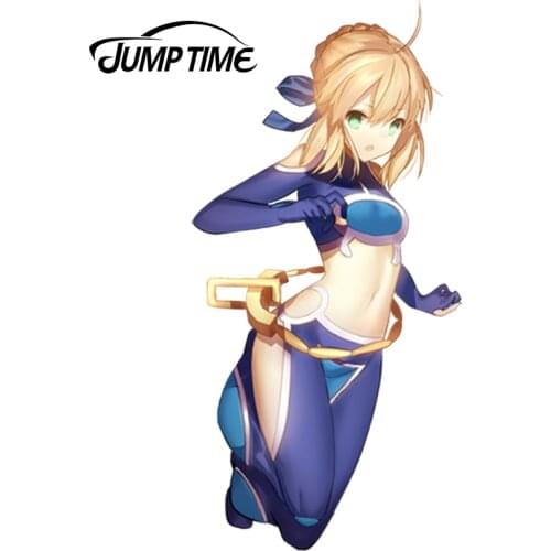 JumpTime 13cm x 6.3cm Hot Girl Anime Saber Render Beauty Vinyl Car Van Window Laptop Fridge Decal Car Sticker