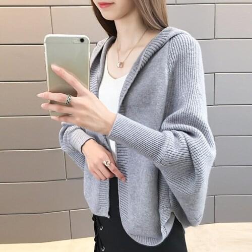 Cardigan Women Solid color Long sleeve Harajuku Loose Sweaters Casual knitting Coats 2021 Autumn And Winter