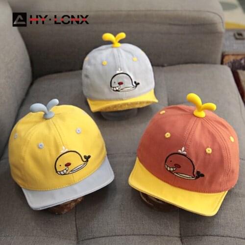 Spring And Autumn Children Soft Brim Cap Boy Outdoor Sunscreen Breathable Cap Girl Whale Embroidery Fashion Travel Cap