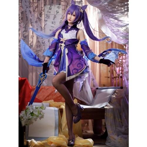 KEQING Popular Role Playing Game Genshin Impact Cosplay Costumes Anime Accessories Project Lolita Dress Halloween Women Clothes