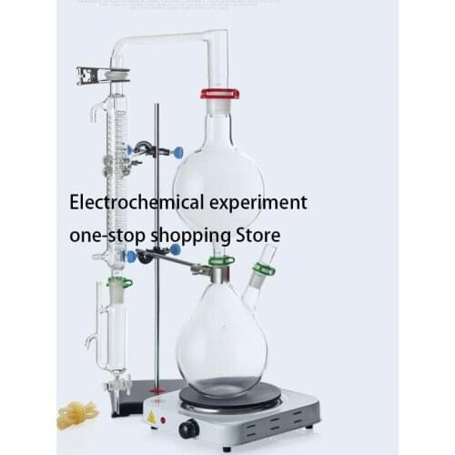 2000ml Lab Essential Oil Steam Distillation Apparatus Glassware Kits Water Distiller Purifier w/Hot Stove Graham Condenser ATT