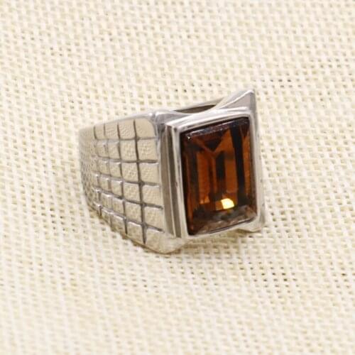 Fashion Men Green Blue Brown Stone Wedding Bands Rings Square Design Engagement Promise Ring Jewelry Personality Ring Wholesale