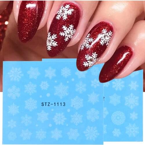 Winter White Stickers For Nails Christmas Snowflakes Water Transfer Decals Sliders Manicure Nail Art Decorations TRSTZ1098-1113