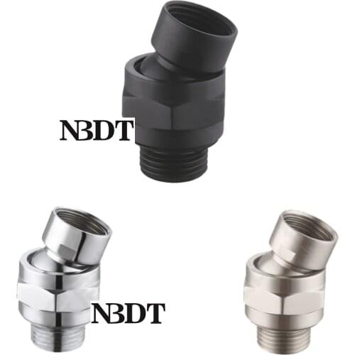 Solid Brass Top Waterfall Shower Head Swivel Ball Joint Union Adapter G1/2" Chrome Brushed Nickel Matte Black