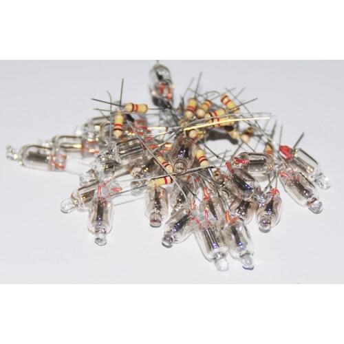 20pcs Neon Indicator Lamps 6*16 mm Neon Glow Lamp Mains Indicator RED Standard Miniature Neon Bulb Indication With Resistor 220V