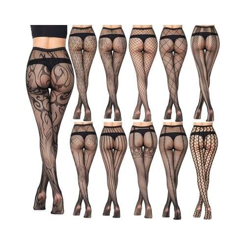 New Arrival Thin Women Pantyhose Sexy Hollow Solid Fishnet Tights Clothes For Women Black Tights Lace Sexy Lingerie