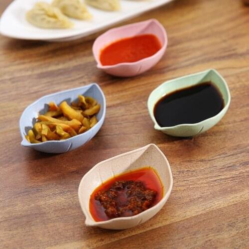 New 4Pcs Leaf-Shape Kitchen Sauce Dish Plates Bowls Seasoning Saucers Storage Container Food Container Dinnerware Tableware