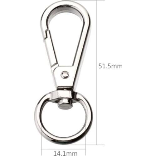 Wholesale 150pcs 51.5mm Chaveiro Zinc Alloy Snap Hook Key Chain For Keychain DIY Bag Accessories Nickel Plated BM13YM03