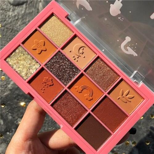 12 Colors Eyeshadow Palette Matte Shimmer Eyeshadow Rainbow Eye Shadow Waterproof Lasting Anti-sweat Flash Powder Cosmetic TSLM1