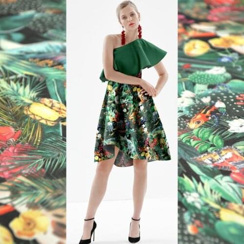 Printed silk organza satin fabric rigid dress organza silk fabric meter perspective natural silk fabric wholesale silk cloth