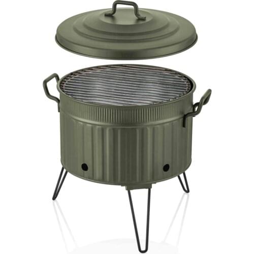 The Mia Gift Garden Barbecue Galvanized Metal Bbq Meat Chicken Vegetable For Size: 38x35x35 Cm Dark Green Color