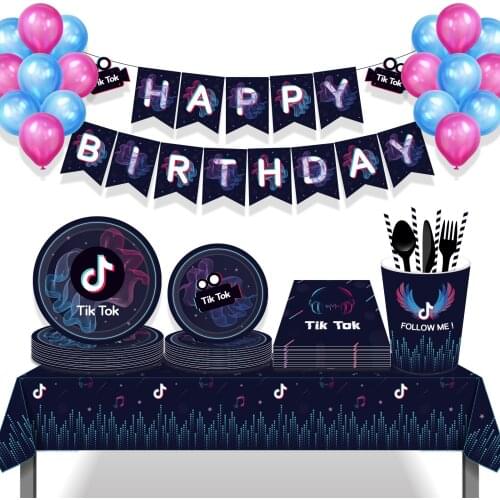 Happy Birthday Trend Software Festive Disposable Tableware sets for 8 Individuals 4 Piece Set Paper Plate Paper Towel Paper Cup