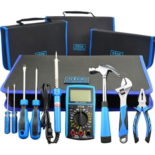 Portable household tool set, complete configuration, multi-functional hardware kit set, durable, water electrician toolbox, hand