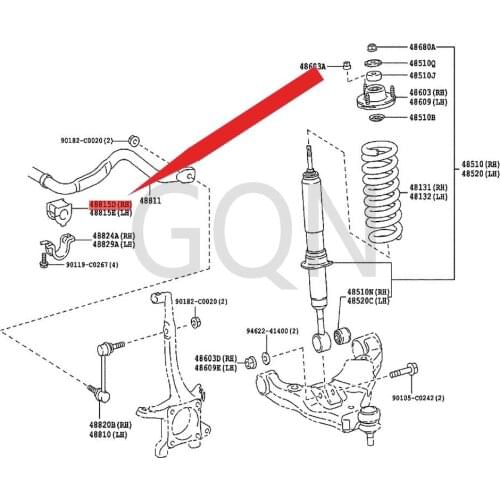 Right front stabilizer bar bushing 2010-Toy ota LAN DCR UIS ERP RA DO stabilizer bar bushing front stabilizer bar rubber sleeve