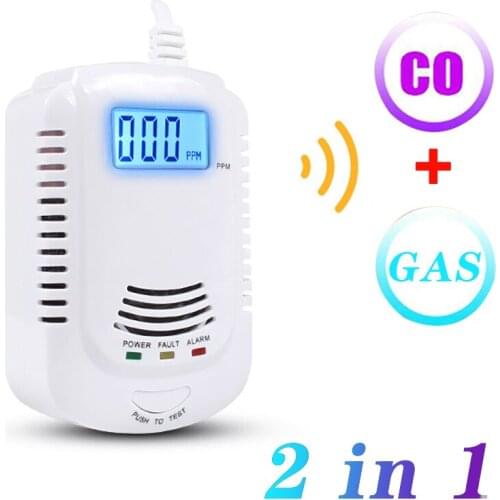 2 IN 1Wired LPG Gas Detector Combustible Natural Gas Sensor Voice Prompt Warnig Gas Leakage Alarm Sensor for Home Security