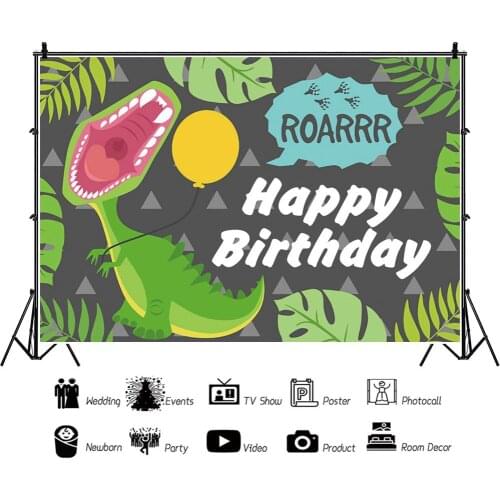 Roaring Green Tyrannosaurus Children Background Decoration Photography Studio Baby Shower Birthday Party Photo Backdrop Cloth