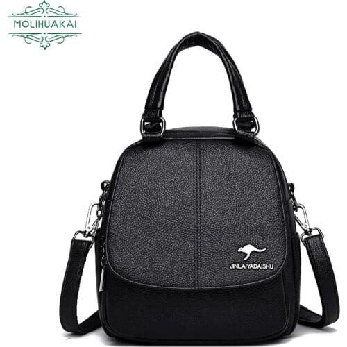 3 In 1 Soft Leather Backpack Suitable For Ladies And Girls School Bags 2021 New Fashion Shoulder Bag Retro Luxury Travel Mochila