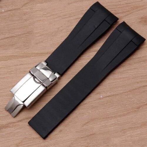 20mm Black Green Blue Orange Curved End Silicone Rubber Watchband For Role strap RX Daytona Submariner GMT explorer 2 Bracelet