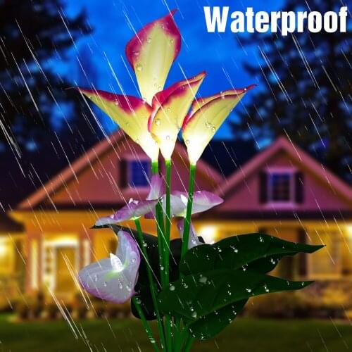 Solar Power LED light Horseshoe Flower 5 LED Lamps outdoor Waterproof party Garden Yard Decorative light calla lily light