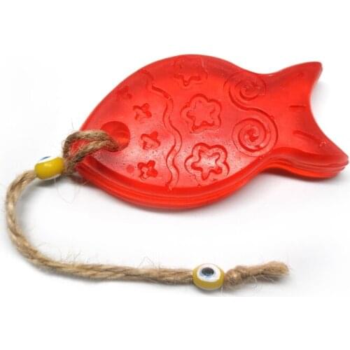 Trasnparent Fish-looking decorative handmade soap gift soap with thread and evil eye bead in red color
