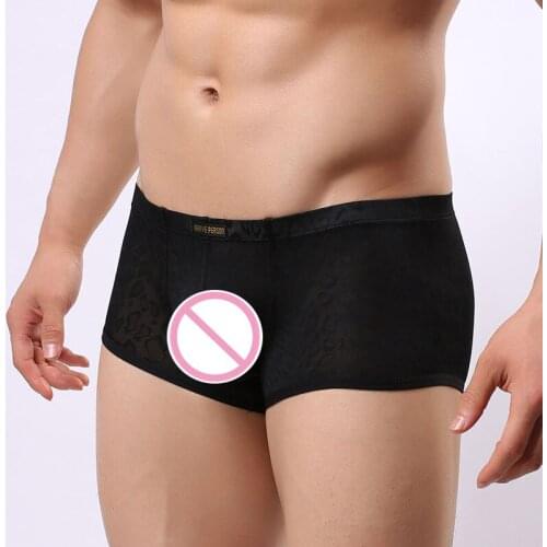 Men Sexy Lace Underwear Underpants Low Waist Panties Breathable Boxer Shorts Underwear Hombre Shorts for Men