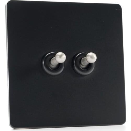 High Quality Silver Lever Wall Toggle Switch 1-4 Gang 1 Way 2 Way Black Stainless Steel Panel Wall Light Switch USB EU Socket