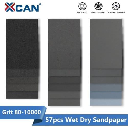XCAN Sanding Paper Water/Dry Abrasive SandPapers 57pcs Grit 80-10000 for Polishing Sand Paper