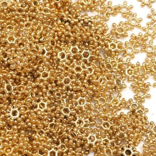 500Pcs Golden Snowflake Acrylic Beads For Jewelry Marking Loose Spacer Beads Bracelet Necklace Charm Jewelry Finding 6-12mm