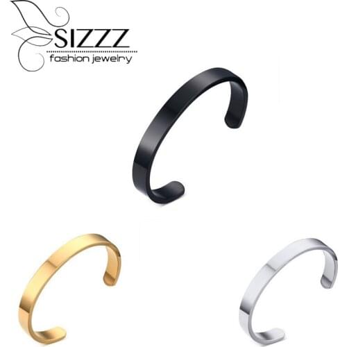 2016 8mm Wide Brazaletes Pulseras Mujer New Steel Bracelet Simple Atmospheric Type Bracelets For And Half Opening