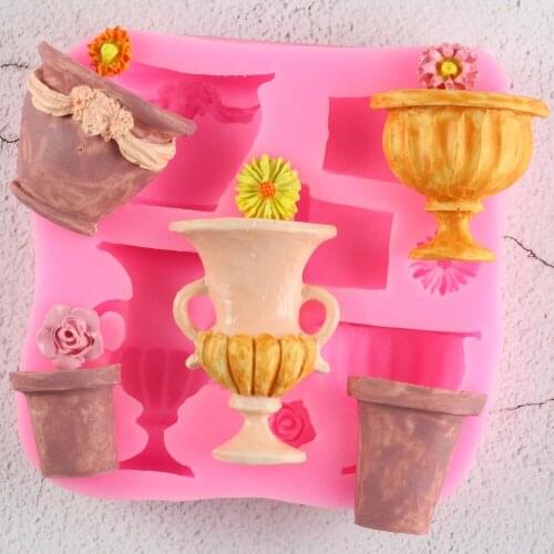 3D Pot Vase Silicone Mold Fondant Chocolate Candy Resin Polymer Clay Soap Mold Cupcake Cookie Decoration Jewllery Silicone Mould