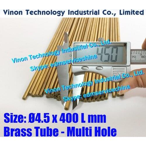 4.5x400MM Brass Tube Multihole (30PCS/LOT), Brass EDM Tubing Electrode Multi-Channel Diam. 4.5 Length 400 for Electric Discharge
