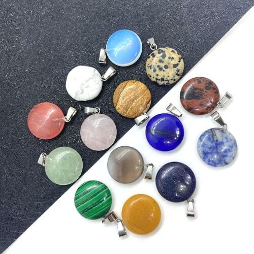 5pcs/pack Natural Stone Oblate Malachite Pendant, Handmade By DIY, Necklace Pendant, Earring Accessories Size 20x20mm