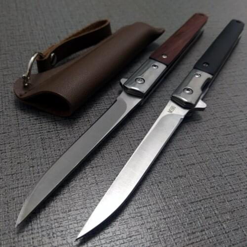 9.0'' M390 Folding Knife M390 Sandalwood Ebony Upgrade Fold Knives Camping Hunting Slicing Fruit Knife Outdoor Tool With Holster