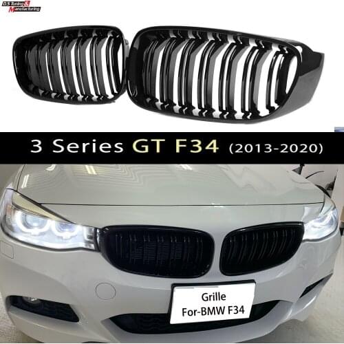 3 Series Gran Turismo F34 Gloss Black Dual Slat Front Kidney Grill Grille Mesh for BMW 3 series 2012-2020