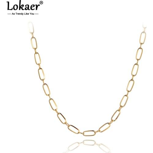 Lokaer Hiphop/Rock Titanium Stainless Steel Geometry Chains Pendant Necklace For Women Girls Trendy Chain & Link Necklace N20041