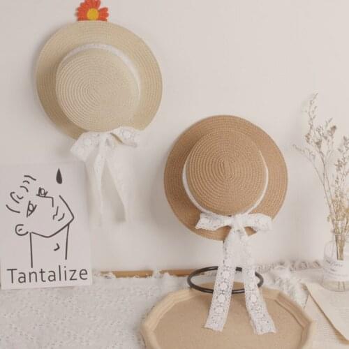Childrens Breathable Straw Hat Summer Outing Sunscreen Sun Hat Lace Princess Hat Girls Childrens Sun Beach Hat Girls Hats