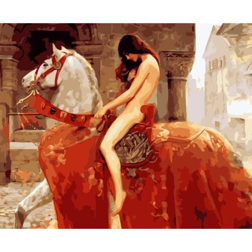 Horse naked girl Figure DIY Digital Painting By Numbers Modern Wall Art Oil Painting Holiday Gift Home Decor Big Size