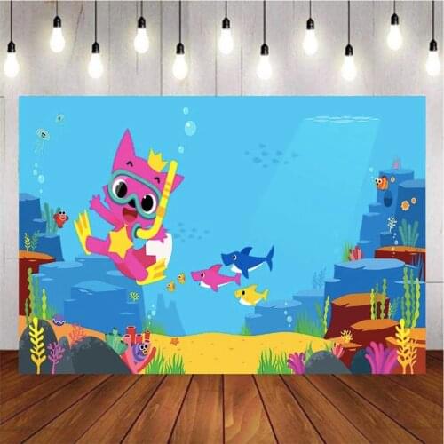 Cartoon Underwater World Photography Background Backdrop Fox Baby Birthday Party Decoration Tapestry Photo Studio Custom