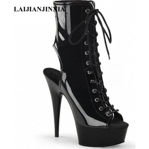 LAIJIANJINXIA New High Heels Peep toe Stripper Heels Models Party Pole Dance Shoes 15 CM High Heels Nightclub Womens Boots
