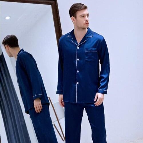 Mens Ice Silk Satin Plus Size Satin Leisure Sleepwear Long Sleeved Suits Home Clothes All Seasons Students Youth Nightgown J024